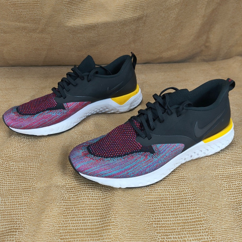 Nike Odyssey React Flyknit 2 Mens Running Shoes Black Multi Color AH1015-005 12 - Picture 6 of 14